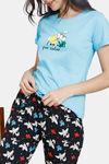 Zivame Color Me Happy Knit Cotton Pyjama Set - Jet Black — thumbnail 5